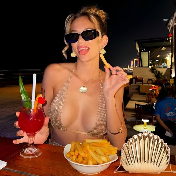 Seashell Clutch Acrylic Chain Bag Summer Beach Party Purse Under the Sea - Picture 2 of 7